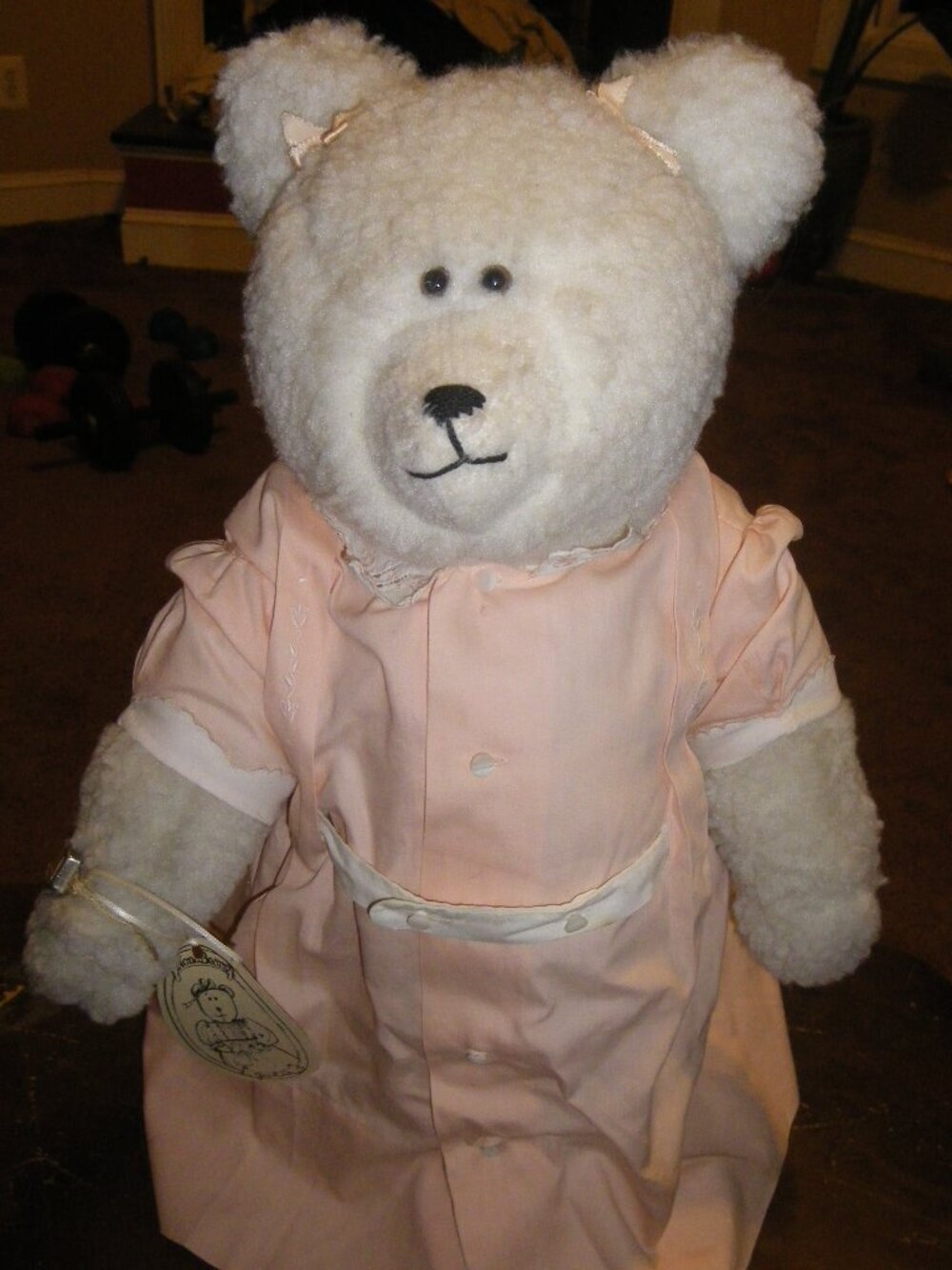 Vintage Nona Pebworth Handmade 16" Plush Stuffed Bear Little Julie 1920’s Dress